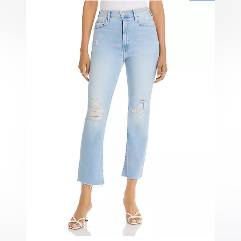 MOTHER • High Waisted Rider Ankle Fray denim in Island Afterhours